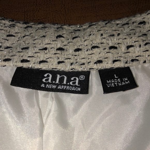 A.N.A. Lined Black and White Zip Blazer Jacket L - Picture 6 of 14